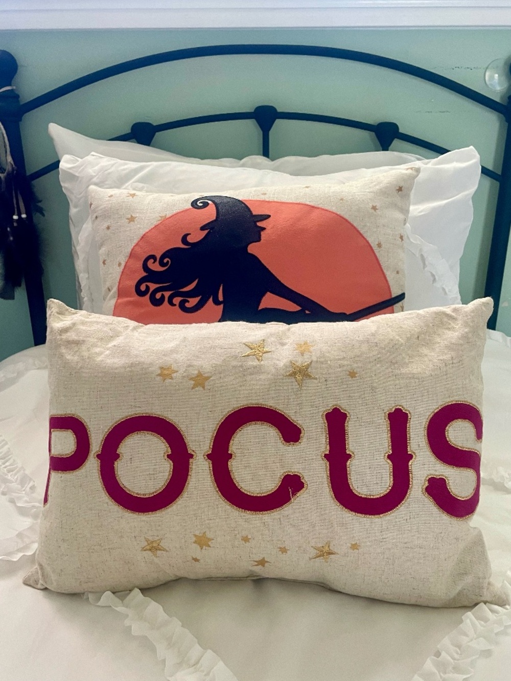 Witch Halloween Decorative Throw Pillow Set - Excellent Condition